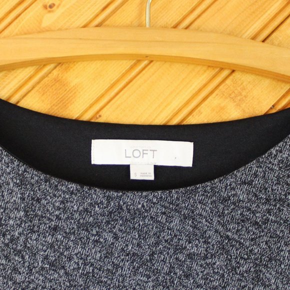 Loft Knit Asymmetrical Cinch Dress Dark Grey Gray Small Long Sleeve Midi D73 - Picture 9 of 10